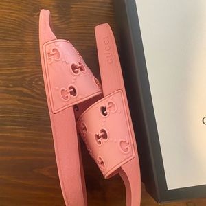 Rose colored Gucci slides